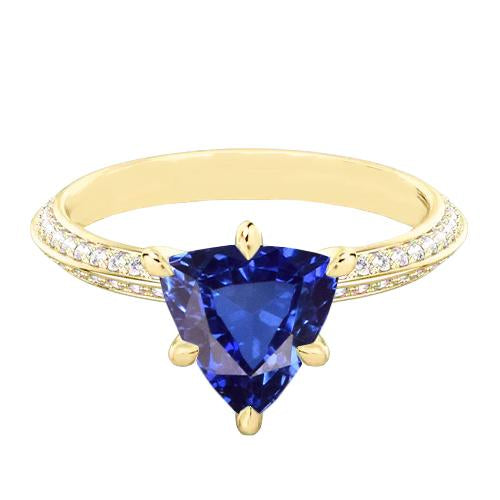 Diamond Engagement Ring 6 Prong Trillion Ceylon Sapphire 2.50 Carats - Gemstone Ring-harrychadent.ca