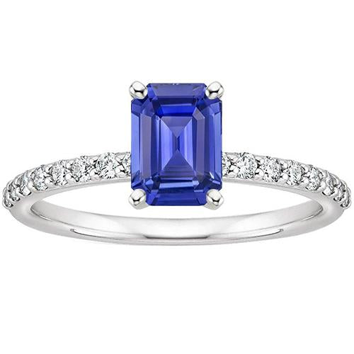 Diamond Engagement Ring & Emerald Blue Sapphire 4.25 Carats - Gemstone Ring-harrychadent.ca