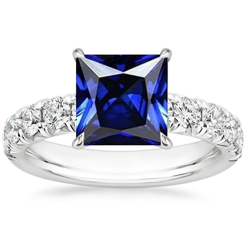 Diamond Gold Ring Prong Set Sri Lankan Sapphire With Accents 6 Carats - Gemstone Ring-harrychadent.ca