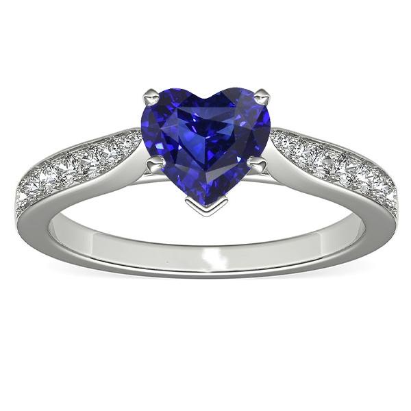 Diamond Jewelry Heart Ceylon Sapphire Ring 2.50 Carats Accented - Gemstone Ring-harrychadent.ca