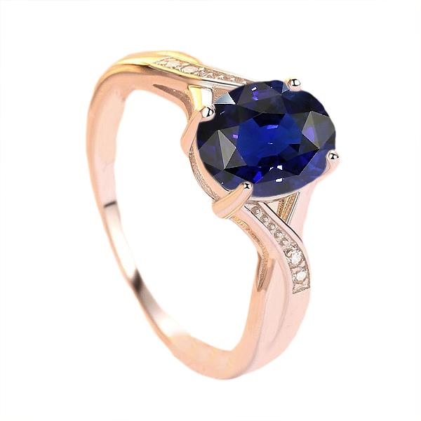 Diamond Jewelry Oval Cut Deep Blue Sapphire Ring 3 Carats - Gemstone Ring-harrychadent.ca