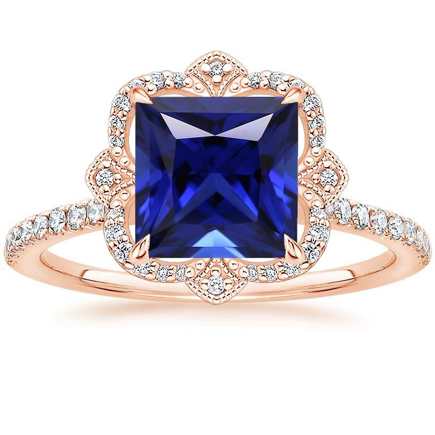 Diamond Ring Vintage Style Princess Blue Sapphire With Accents 6 Carat - Gemstone Ring-harrychadent.ca