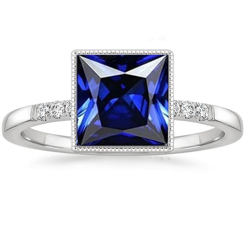 Diamond Ring With Accents Vintage Style Blue Sapphire 5.25 Carats - Gemstone Ring-harrychadent.ca