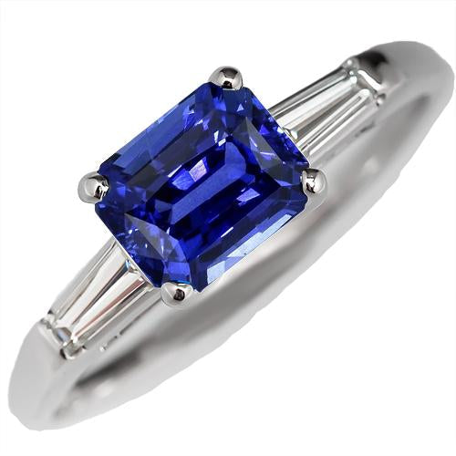 Diamond Three Stone Ring Emerald Ceylon Sapphire 2 Carats White Gold - Gemstone Ring-harrychadent.ca