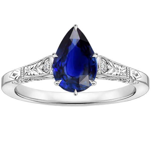 Diamond Three Stones Ring Antique Style Pear Cut 3.25 Carats - Gemstone Ring-harrychadent.ca