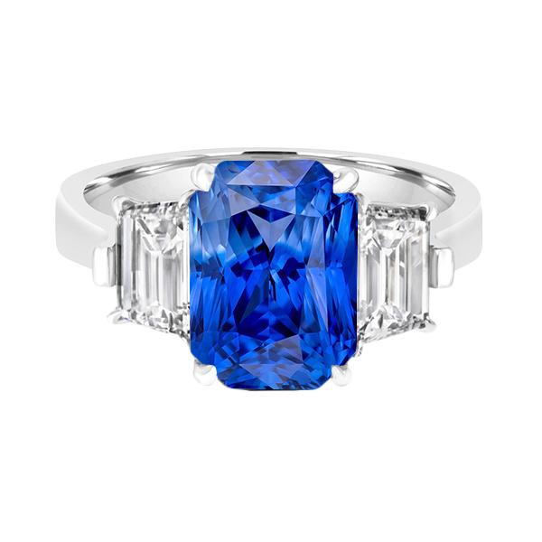 Emerald Diamond Anniversary Ring 3 Carats Light Blue Sapphire 3 Stone - Gemstone Ring-harrychadent.ca