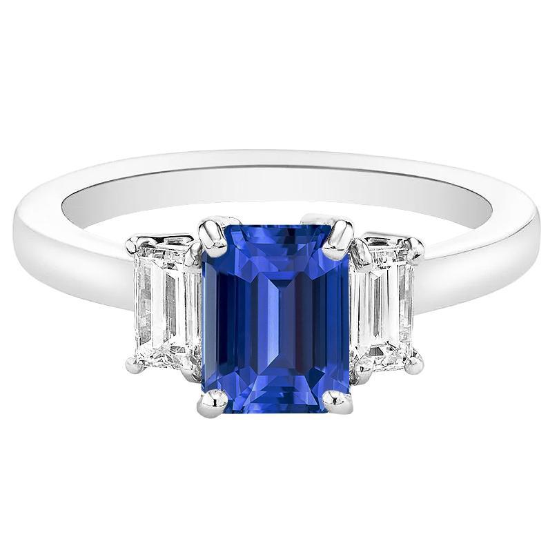 Emerald Diamond Engagement Ring Ceylon Sapphire Basket Set 4 Carats - Gemstone Ring-harrychadent.ca