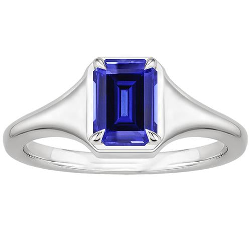 Emerald Solitaire Ring Sri Lankan Sapphire 3 Carats - Gemstone Ring-harrychadent.ca