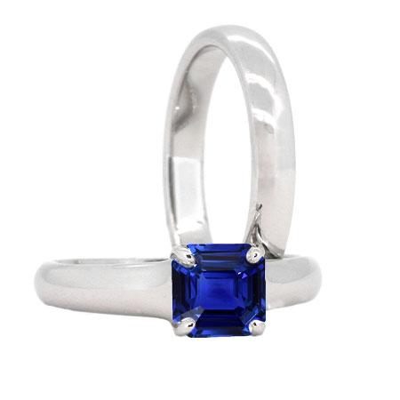 Emerald Solitaire Sapphire Engagement Ring Set 1 Carat White Gold Band - Gemstone Ring-harrychadent.ca