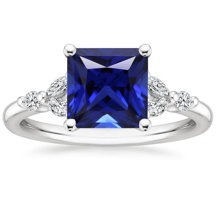 Engagement Ring Princess Cut Ceylon Sapphire and Diamond 5.5 Carat - Gemstone Ring-harrychadent.ca