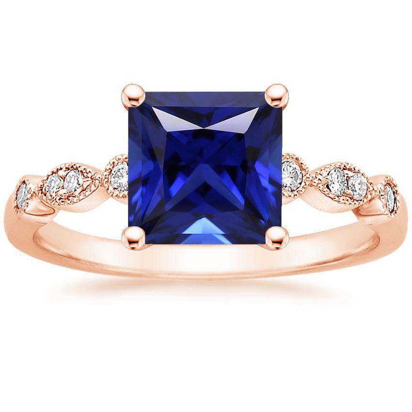 Engagement Ring Princess Sapphire Sri Lankan and Diamonds 5.25 Carats - Gemstone Ring-harrychadent.ca