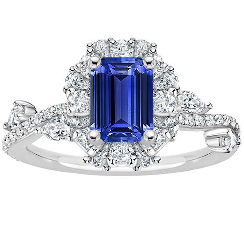 Flower Style Ring Emerald Sri Lankan Sapphire & Diamond 5 Carats - Gemstone Ring-harrychadent.ca