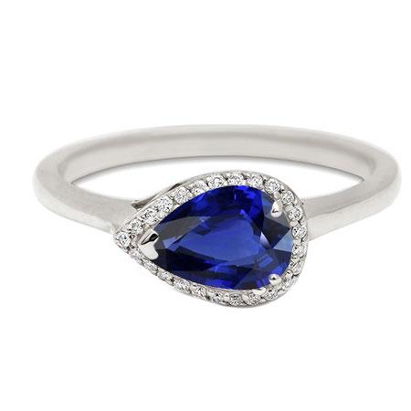 Gemstone Halo Sapphire Ring Pear Cut 2.50 Carats Round Diamond Jewelry - Gemstone Ring-harrychadent.ca