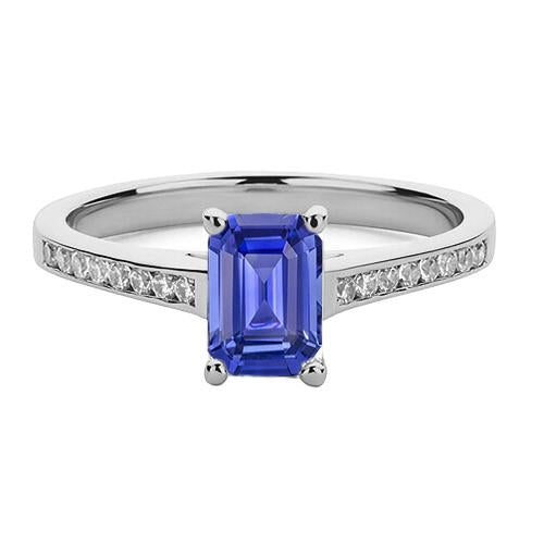 Gemstone Jewelry Ceylon Sapphire Ring Channel Set Diamonds 2 Carats - Gemstone Ring-harrychadent.ca