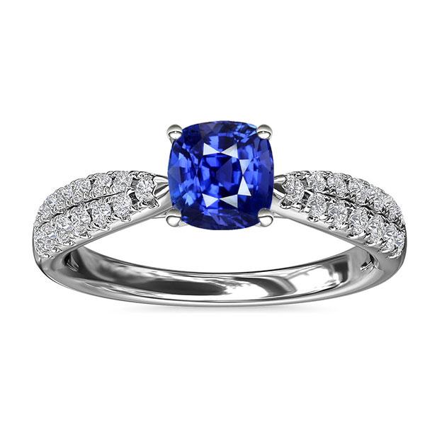 Gemstone Jewelry Cushion Sri Lankan Sapphire Ring 3 Carats Gold 14K - Gemstone Ring-harrychadent.ca