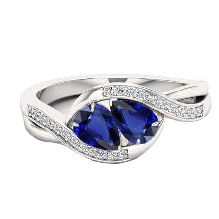 Gemstone Jewelry Pear Blue Sapphire Ring Twisted Style 1.50 Carats - Gemstone Ring-harrychadent.ca