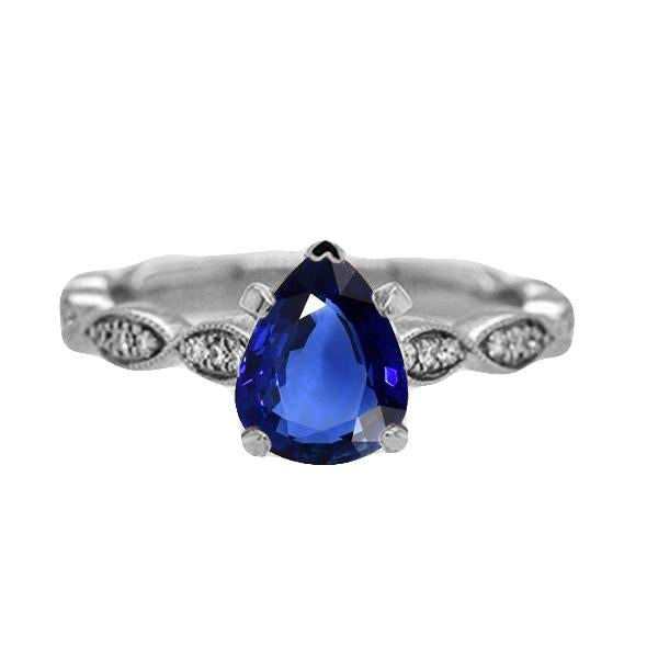 Gemstone Jewelry Pear Ceylon Sapphire Ring With Diamonds 2.50 Carats - Gemstone Ring-harrychadent.ca