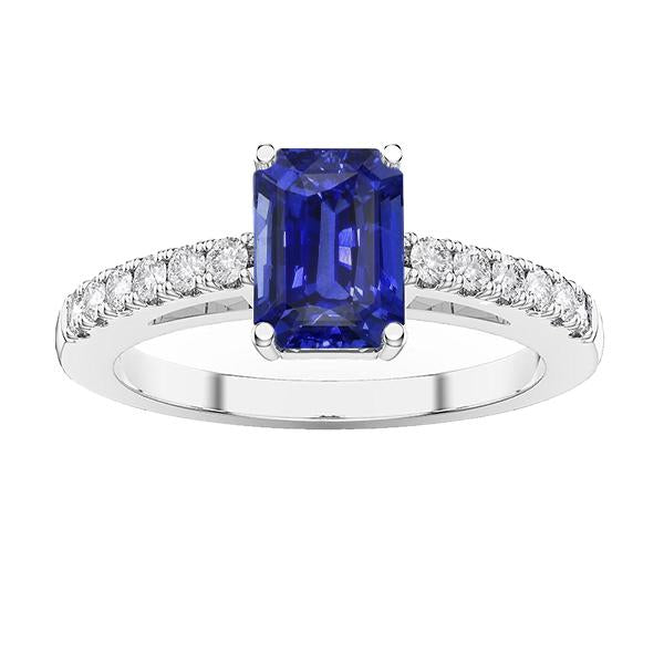 Gemstone Solitaire Emerald Ceylon Sapphire Ring With Accents 3 Carats - Gemstone Ring-harrychadent.ca
