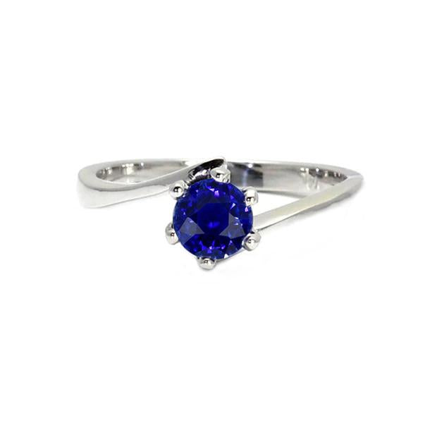 Gemstone Solitaire Ring Ceylon Blue Sapphire 1 Carat Tension Style - Gemstone Ring-harrychadent.ca