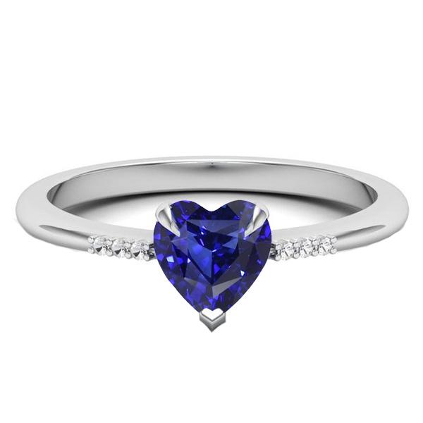 Gold Diamond Gemstone Heart Ceylon Sapphire Ring Prong Set 1.75 Carats - Gemstone Ring-harrychadent.ca
