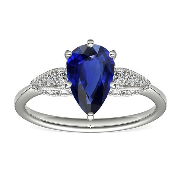 Gold Diamond Ring Pear Cut Srilanka 3.50 Carats - Gemstone Ring-harrychadent.ca