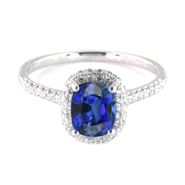 Gold Halo Oval Ceylon Sapphire Ring Diamond Jewelry 3.50 Carats - Gemstone Ring-harrychadent.ca