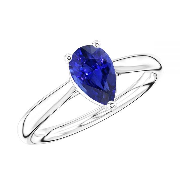 Gold Solitaire Pear Shaped Srilanka Sapphire Ring 1.50 Carats - Gemstone Ring-harrychadent.ca