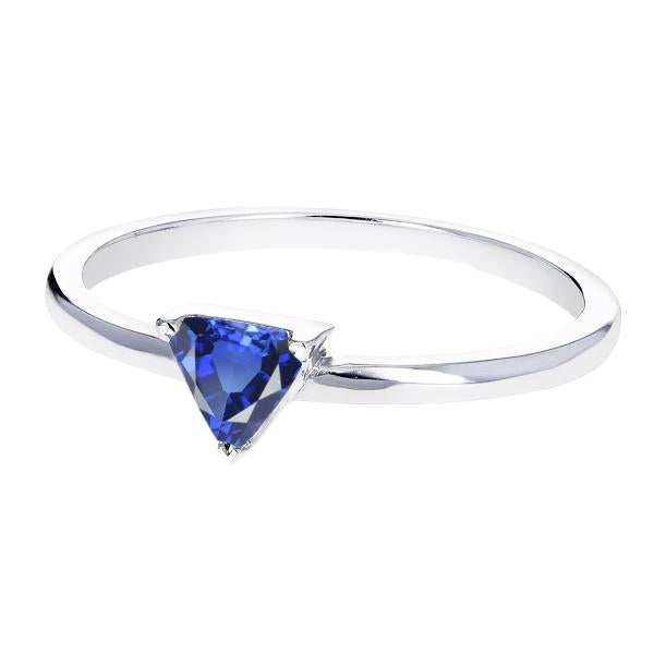 Gold Solitaire Trillion Sri Lankan Sapphire Ring 0.50 Carats Jewelry - Gemstone Ring-harrychadent.ca
