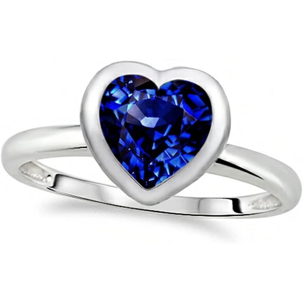 Gold Women's Engagement Heart Bezel Set Blue Sapphire Ring 3 Carats - Gemstone Ring-harrychadent.ca