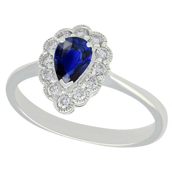 Halo Anniversary Ring Antique Style Blue Sapphire Gemstone 3.50 Carats - Gemstone Ring-harrychadent.ca