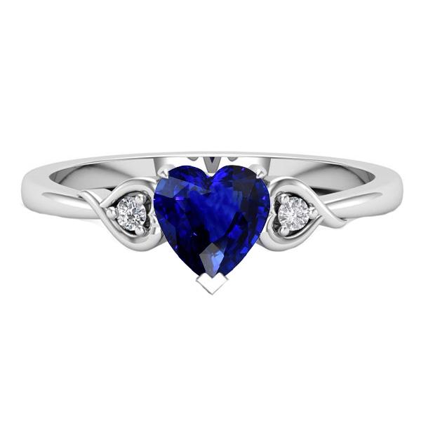 Heart Three Stone Diamond & Deep Blue Sapphire Ring 1.75 Carats - Gemstone Ring-harrychadent.ca
