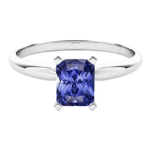 Ladies Gold Solitaire Radiant Sri Lankan Sapphire Ring 1.50 Carats - Gemstone Ring-harrychadent.ca