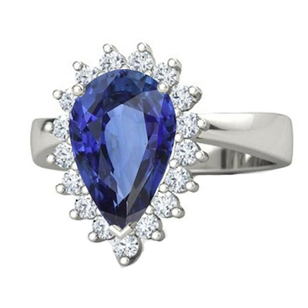 Ladies Halo Anniversary Ring Flower Style Ceylon Sapphire 5 Carats - Gemstone Ring-harrychadent.ca