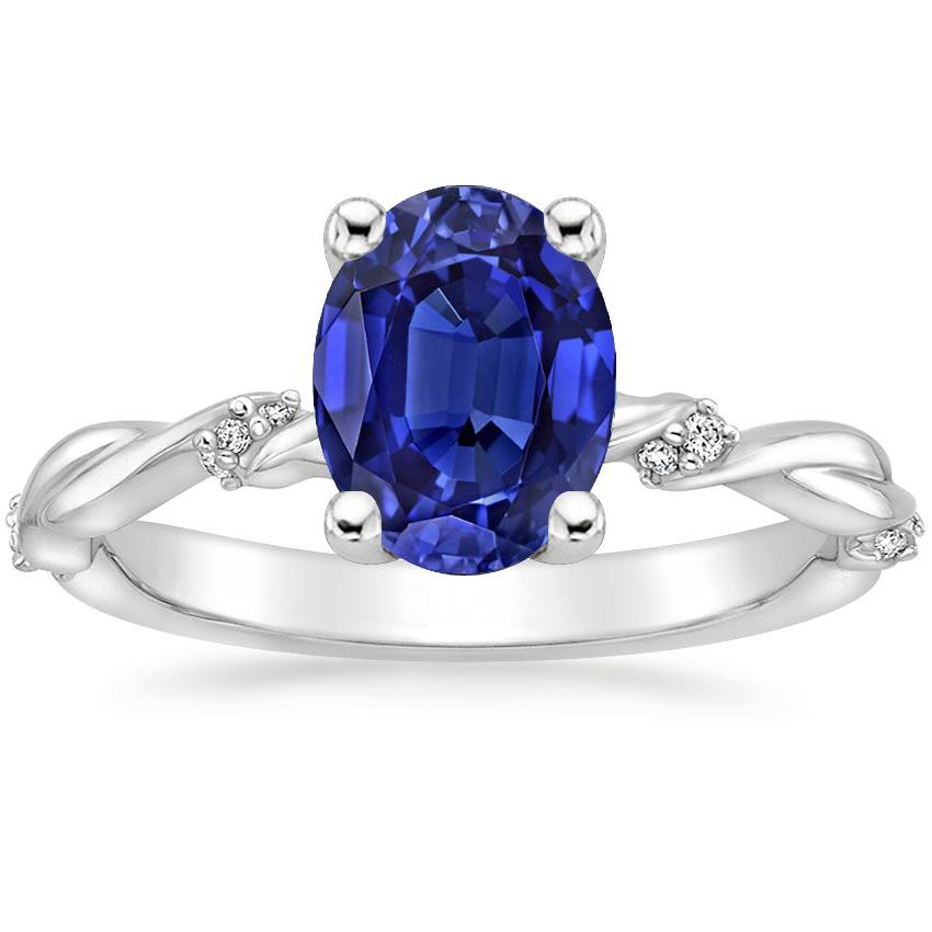 Oval Solitaire Blue Sapphire With Accents Ring Twist Style 3.50 Carats - Gemstone Ring-harrychadent.ca