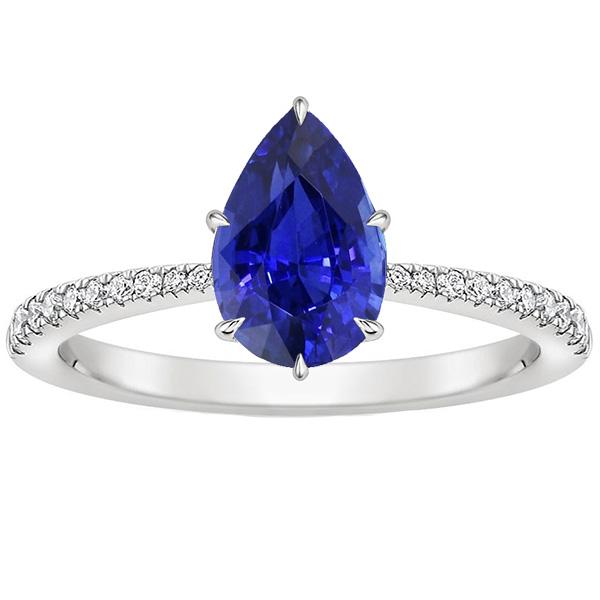 Round Diamond Gemstone Ring Blue Sapphire With Accents Gold 5 Carats - Gemstone Ring-harrychadent.ca