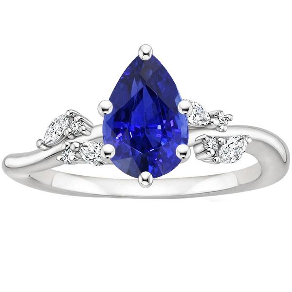 Solitaire Blue Sapphire Ring With Diamonds Accents 3.50 Carats - Gemstone Ring-harrychadent.ca