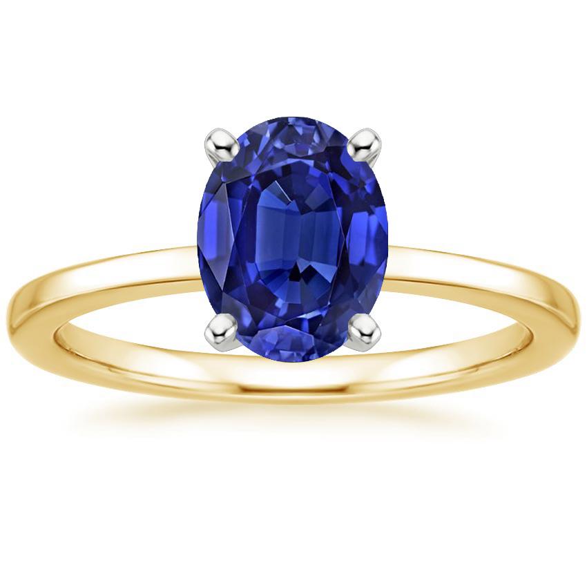 Solitaire Gemstone Ring Jewelry Oval Blue Sapphire 2.50 Carats - Gemstone Ring-harrychadent.ca