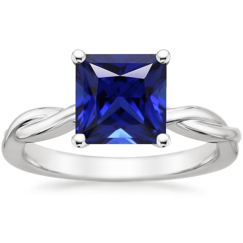 Solitaire Ring Princess Sri Lankan Sapphire 5 Carat White Gold 14K - Gemstone Ring-harrychadent.ca