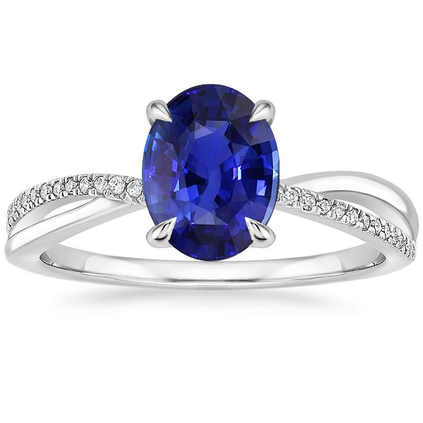Solitaire With Accents Anniversary Ring Blue Sapphire 3.50 Carats - Gemstone Ring-harrychadent.ca