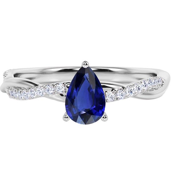 Solitaire With Accents Ring Ceylon Sapphire 2.50 Carats Twist Style - Gemstone Ring-harrychadent.ca