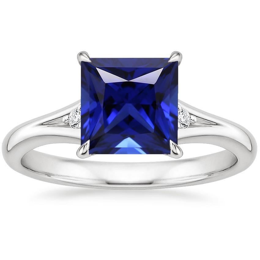 Three Stone Blue Sapphire and Diamond 5.25 Carat Princess - Gemstone Ring-harrychadent.ca