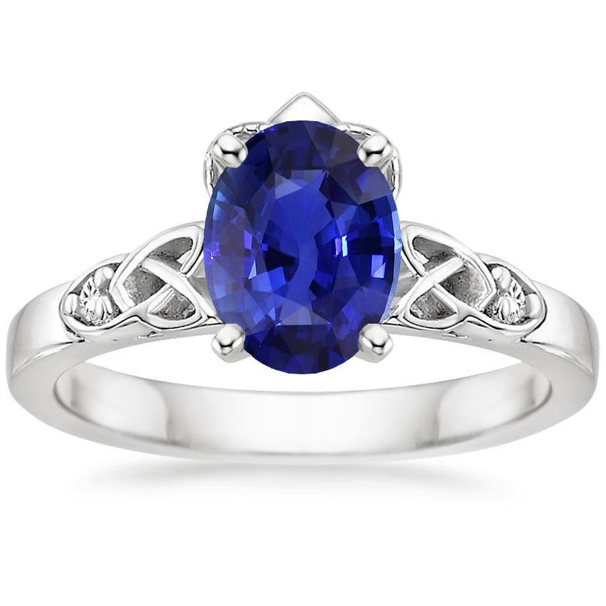 Three Stone Engagement Ring Vintage Style Ceylon Sapphire 3.25 Carats - Gemstone Ring-harrychadent.ca