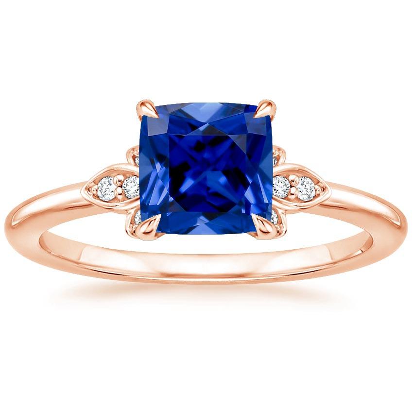 Women Diamond Gemstone Ring With Cushion Blue Sapphire 2.50 Carats New - Gemstone Ring-harrychadent.ca