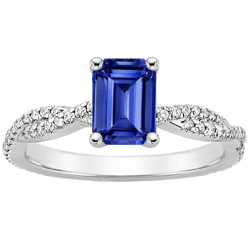 Women Engagement Diamond Ring & Emerald Ceylon Sapphire 4.25 Carats - Gemstone Ring-harrychadent.ca