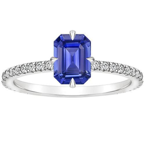 Women Engagement Ring White Gold Blue Sapphire & Diamond 4 Carats - Gemstone Ring-harrychadent.ca