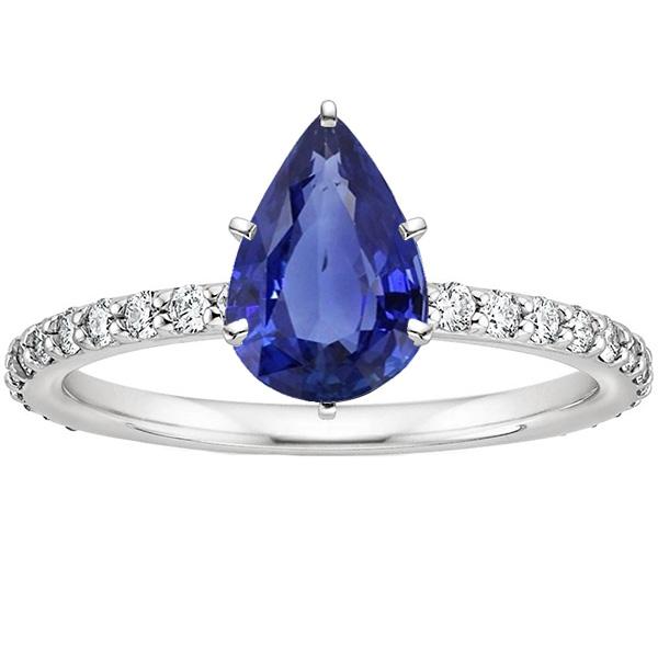 Women Gemstone Ring Blue Sapphire & Diamond Gold Jewelry 5.25 Carats - Gemstone Ring-harrychadent.ca