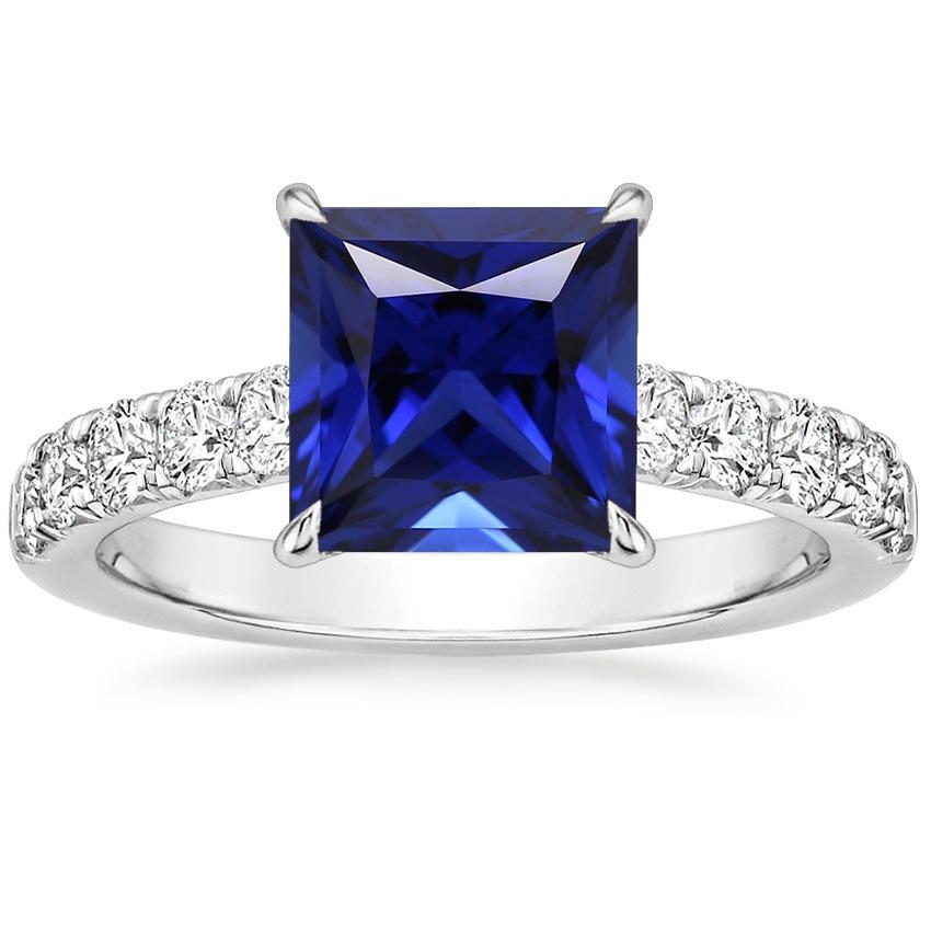 Women Gold Diamond Engagement Ring Ceylon Sapphire Center 5.50 Carats - Gemstone Ring-harrychadent.ca