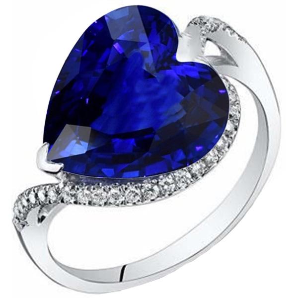 Women Heart Gemstone Ceylon Sapphire Ring 6 Carats Twisted Style - Gemstone Ring-harrychadent.ca