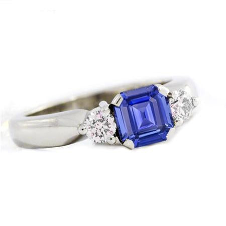 Women's 3 Stone Round Diamond Emerald Sapphire Ring 1.25 Carats - Gemstone Ring-harrychadent.ca