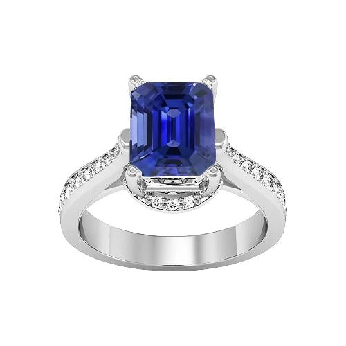 Women's Engagement Ring 2.50 Carats Emerald Sapphire Cathedral Setting - Gemstone Ring-harrychadent.ca